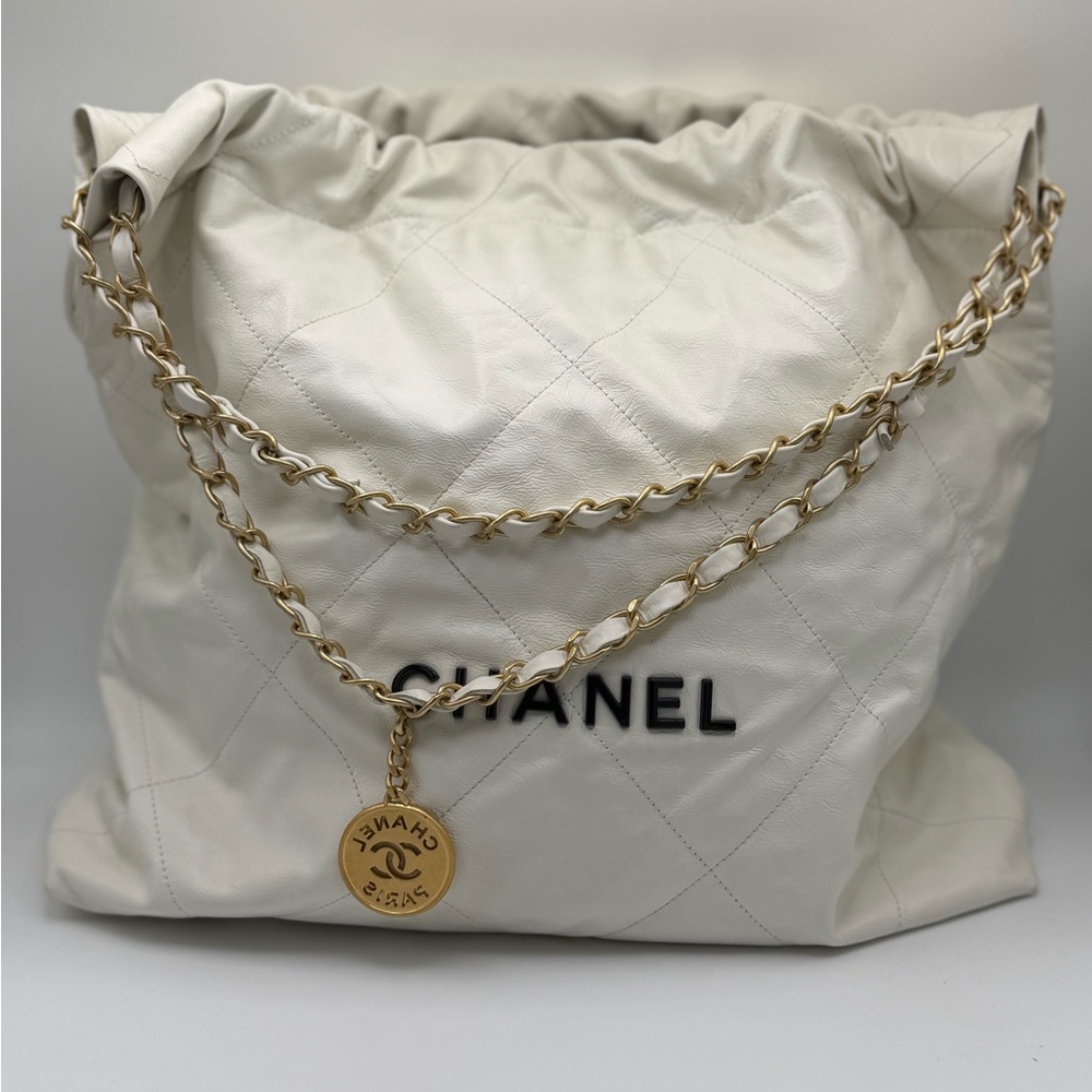 Chanel Shiny Calfskin Quilted Small Chanel 22 White